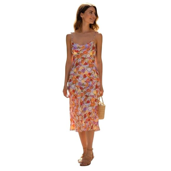Fame and Partners Fruit Print The Teagan Midi Dress NWT -  SIZE 0 - Picture 1 of 9